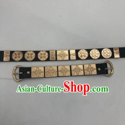 Chinese Traditional Ming Dynasty Blades Hanfu Belts Ancient Swordsman Leather Waistband for Men