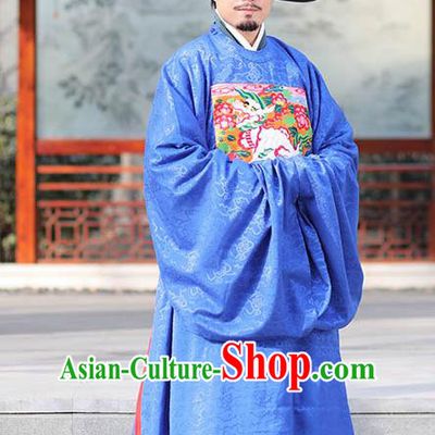 Asian Chinese Ming Dynasty Officer Ceremonial Robe Traditional Ancient Minister Costumes for Men