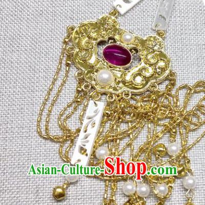 Chinese Traditional Hanfu Golden Waist Accessories Ancient Princess Tassel Belt Pendant for Women