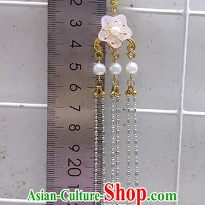 Chinese Traditional Hanfu White Lotus Brooch Accessories Ancient Princess Tassel Breastpin Pendant for Women