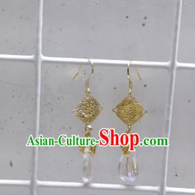 Chinese Traditional Hanfu Golden Earrings Ancient Princess Ear Accessories for Women