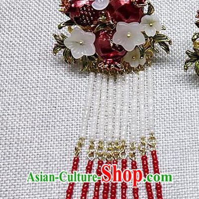 Chinese Traditional Hair Accessories Hanfu Pomegranate Tassel Hairpins Ancient Princess Hair Clip for Women