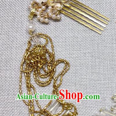 Chinese Ancient Princess Golden Pine Hair Comb Traditional Hair Accessories Hanfu Hairpins for Women