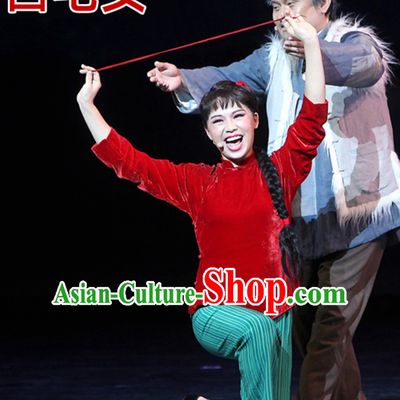 Traditional Chinese Poor People Clothes Costume Farmer Costumes Chinese Civilian Costumes for Men and Women