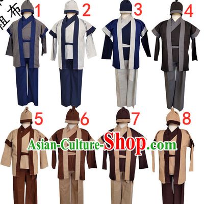 Ancient Chinese Servant Costume Poor People Clothes Costume Farmer Costumes Chinese Civilian Costumes for Men and Women