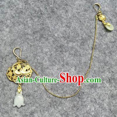Chinese Traditional Hanfu Accessories Golden Brooch Ancient Qing Dynasty Queen Breastpin for Women