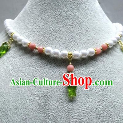 Chinese Traditional Hanfu Green Fish Necklace Accessories Ancient Princess Necklet for Women