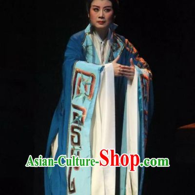 Chinese Ancient Warring States Period Minister Han Fei Blue Hanfu Clothing Philosopher Han Feizi Hanfu Costumes Complete Set