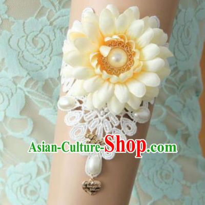 Top Grade Halloween Queen White Lace Armlet Fancy Ball Handmade Sunflower Bracelet for Women