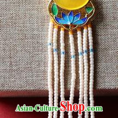 Chinese Qing Dynasty Cloisonne Lotus Ceregat Brooch Pendant Traditional Hanfu Ancient Imperial Consort Accessories for Women