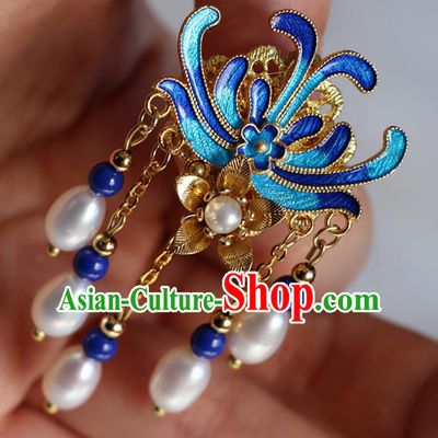 Chinese Qing Dynasty Cloisonne Chrysanthemum Brooch Pendant Traditional Hanfu Ancient Imperial Consort Accessories for Women