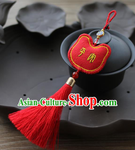 Chinese Ancient Embroidered Tiger Red Pendant Traditional Hanfu Court Accessories for Women Chinese Ancient Embroidered Tiger Red Pendant Traditional Hanfu Court Accessories for Women