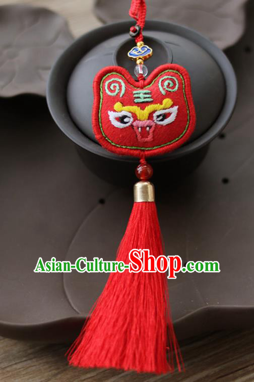 Chinese Ancient Embroidered Tiger Red Pendant Traditional Hanfu Court Accessories for Women Chinese Ancient Embroidered Tiger Red Pendant Traditional Hanfu Court Accessories for Women