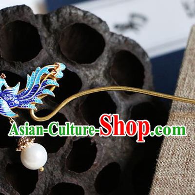 Chinese Ancient Qing Dynasty Imperial Consort Cloisonne Phoenix Hairpins Traditional Hanfu Court Hair Accessories for Women