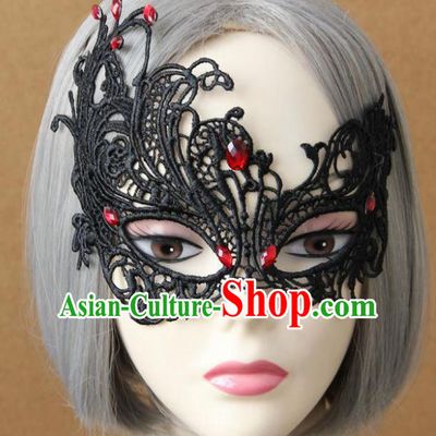 Handmade Venice Carnival Black Lace Mask Halloween Fancy Ball Cosplay Stage Show Face Masks Accessories for Women