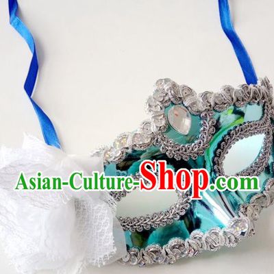 Handmade Venice Carnival Green Mask Halloween Fancy Ball Cosplay Stage Show Face Masks Accessories for Women