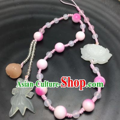 Chinese Traditional Hanfu Goldfish Lotus Tassel Accessories Ancient Qing Dynasty Imperial Consort Brooch Pendant for Women