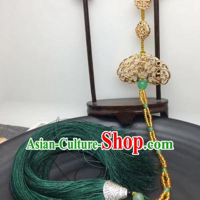 Chinese Traditional Hanfu Tassel Golden Breastpin Accessories Ancient Qing Dynasty Imperial Consort Brooch Pendant for Women