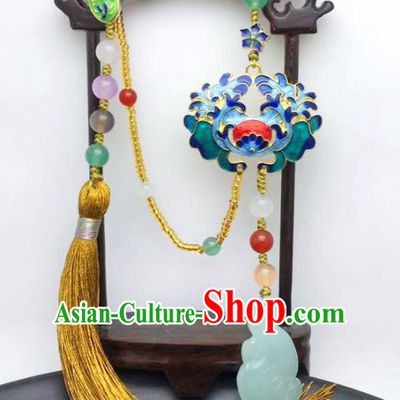 Chinese Traditional Hanfu Court Cloisonne Breastpin Accessories Ancient Qing Dynasty Imperial Consort Brooch Pendant for Women
