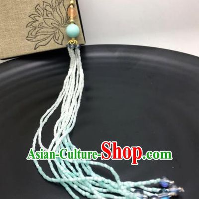 Chinese Traditional Hanfu Court Green Tassel Breastpin Accessories Ancient Qing Dynasty Imperial Consort Brooch Pendant for Women