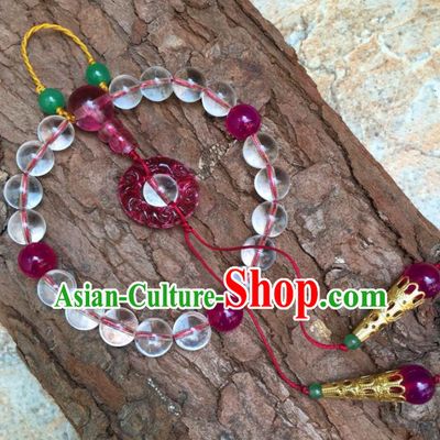 Chinese Ancient Qing Dynasty Imperial Consort Purple Brooch Pendant Traditional Hanfu Court Accessories for Women
