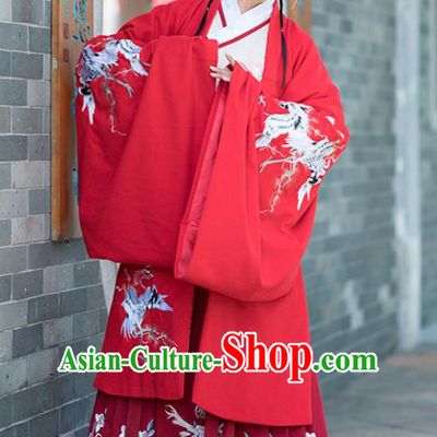 Traditional Chinese Ancient Ming Dynasty Court Princess Wedding Replica Costumes Red Hanfu Dress for Women