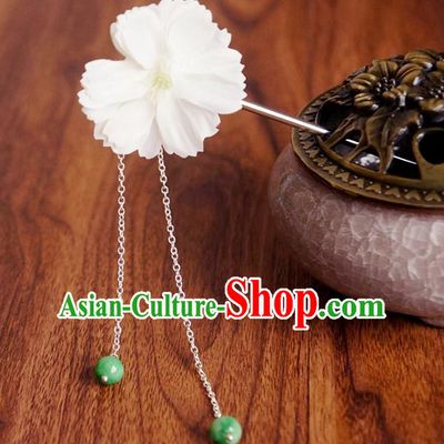 Chinese Ancient Song Dynasty Princess White Peach Flower Hairpins Traditional Hanfu Court Hair Accessories for Women
