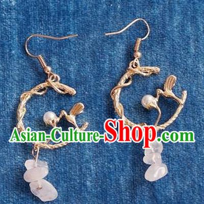 Chinese Traditional Hanfu Court Golden Ear Accessories Ancient Ming Dynasty Princess Earrings for Women
