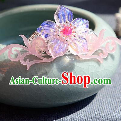 Chinese Ancient Ming Dynasty Princess Pink Hair Crown Hairpins Traditional Hanfu Court Hair Accessories for Women
