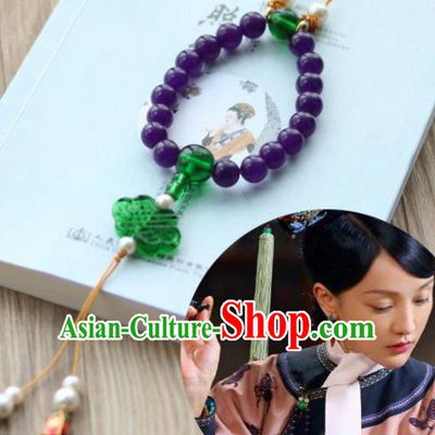Chinese Traditional Hanfu Amethyst Beads Brooch Pendant Ancient Cheongsam Breastpin Accessories for Women