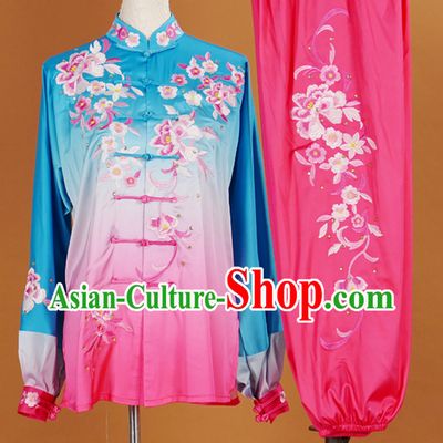 Top Embroidered Color Changing Long Sleeves Tai Chi Suits Martial Arts Clothing Kung Fu Dress Wushu Suits Stage Performance Competition Full Set
