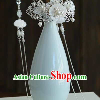 Chinese Ancient Tang Dynasty Palace Princess Tassel Hair Crown Hairpins Traditional Hanfu Court Hair Accessories for Women