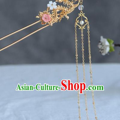 Chinese Ancient Tang Dynasty Princess Golden Dragon Hair Clip Hairpins Traditional Hanfu Court Hair Accessories for Women