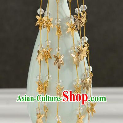 Chinese Ancient Tang Dynasty Princess Maple Leaf Tassel Hairpins Traditional Hanfu Court Hair Accessories for Women