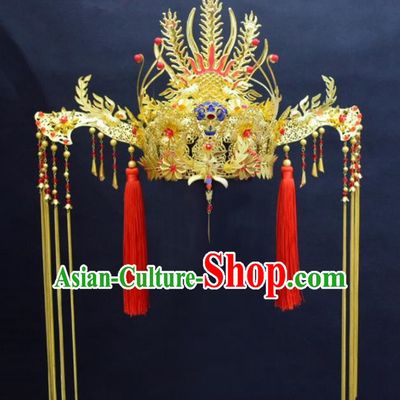 Chinese Ancient Ming Dynasty Princess Phoenix Coronet Hairpins Traditional Hanfu Court Hair Accessories for Women