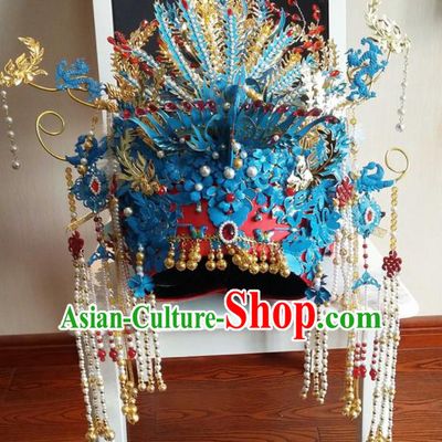 Chinese Ancient Ming Dynasty Cloisonne Phoenix Coronet Hairpins Traditional Hanfu Court Princess Hair Accessories for Women