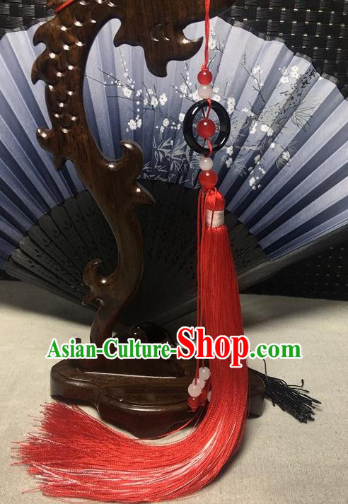 Traditional Chinese Hanfu Jade Waist Accessories Ancient Swordsman Red Tassel Pendant Traditional Chinese Hanfu Jade Waist Accessories Ancient Swordsman Red Tassel Pendant