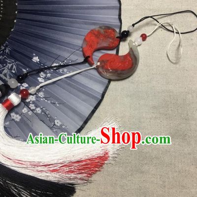 Traditional Chinese Hanfu Jade Carving Dragon Phoenix Waist Accessories Ancient Swordsman Tassel Pendant