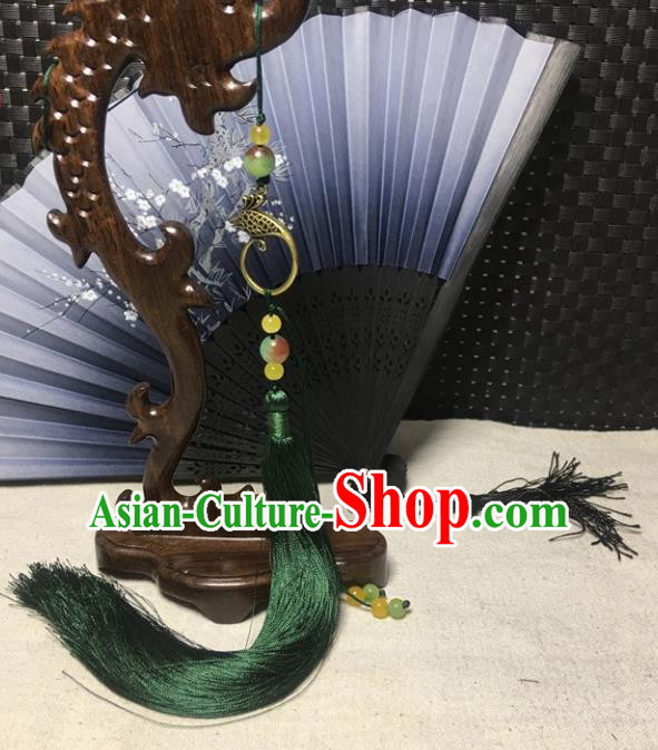 Chinese Traditional Handmade Belt Atrovirens Tassel Pendant Ancient Swordsman Waist Accessories Chinese Traditional Handmade Belt Atrovirens Tassel Pendant Ancient Swordsman Waist Accessories