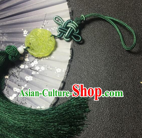 Traditional Chinese Hanfu Jade Carving Waist Accessories Ancient Swordsman Atrovirens Tassel Pendant Traditional Chinese Hanfu Jade Carving Waist Accessories Ancient Swordsman Atrovirens Tassel Pendant