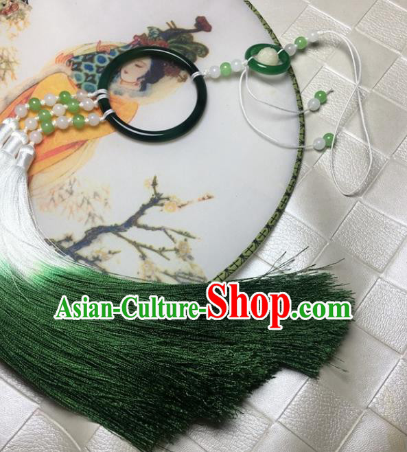 Traditional Chinese Hanfu Green Jade Ring Waist Accessories Ancient Swordsman Tassel Pendant Traditional Chinese Hanfu Green Jade Ring Waist Accessories Ancient Swordsman Tassel Pendant