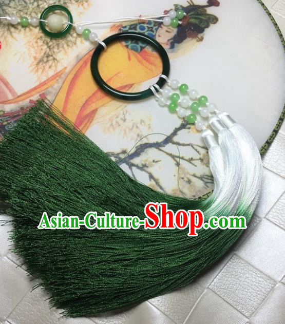 Traditional Chinese Hanfu Green Jade Ring Waist Accessories Ancient Swordsman Tassel Pendant Traditional Chinese Hanfu Green Jade Ring Waist Accessories Ancient Swordsman Tassel Pendant