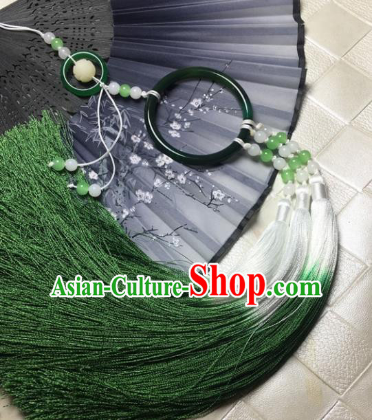 Traditional Chinese Hanfu Green Jade Ring Waist Accessories Ancient Swordsman Tassel Pendant Traditional Chinese Hanfu Green Jade Ring Waist Accessories Ancient Swordsman Tassel Pendant