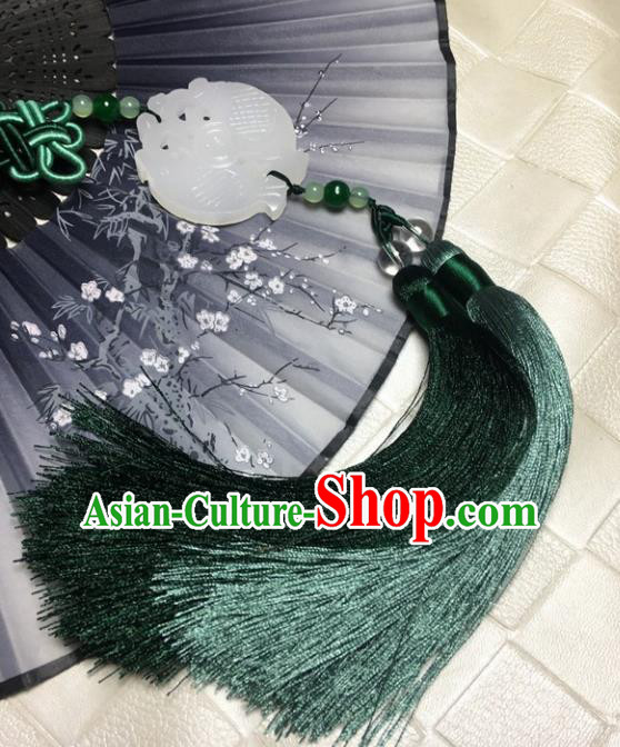 Traditional Chinese Hanfu White Jade Fish Waist Accessories Ancient Swordsman Tassel Pendant