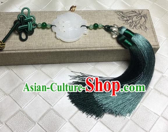 Traditional Chinese Hanfu White Jade Fish Waist Accessories Ancient Swordsman Tassel Pendant