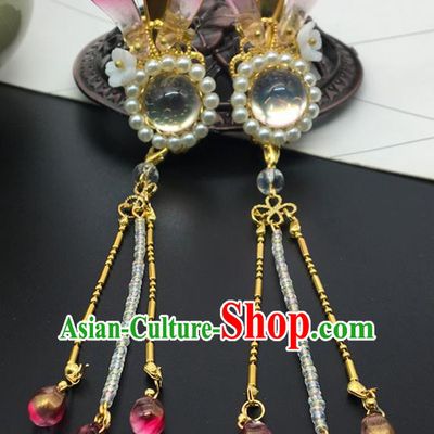 Chinese Ancient Ming Dynasty Princess Pearls Crystal Hair Claws Hairpins Traditional Hanfu Court Hair Accessories for Women