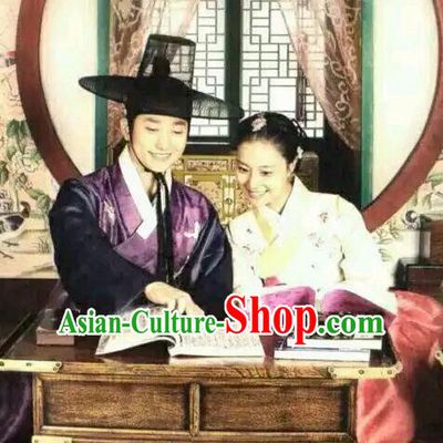 Traditional Korean Ancient Court Hanbok Asian Korea Princess and Prince Apparel Costumes Complete Set for Women for Men