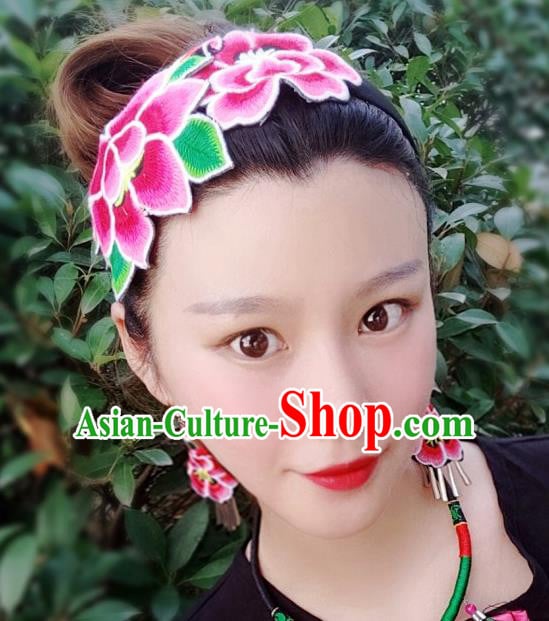 Chinese Traditional Ethnic Embroidered Headband National Handmade Hair Clasp for Women Chinese Traditional Ethnic Embroidered Headband National Handmade Hair Clasp for Women