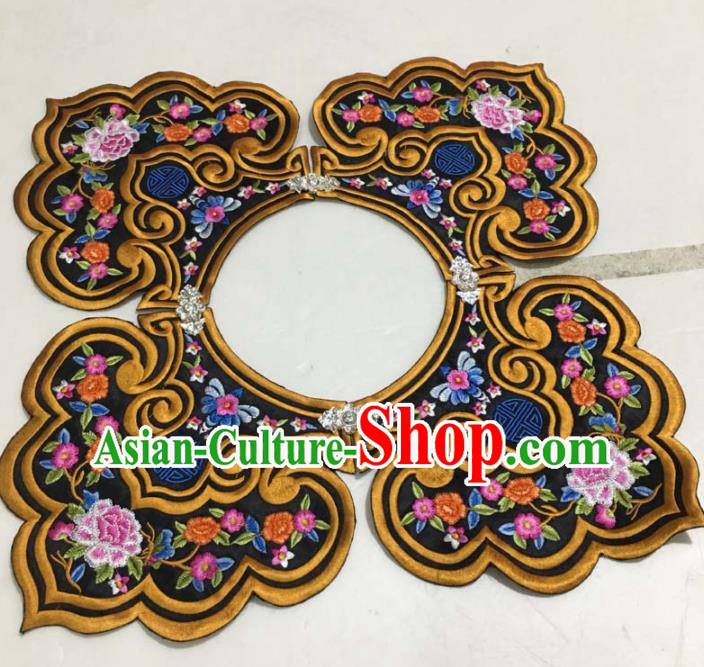 Chinese Traditional Embroidery Shoulder Accessories National Golden Embroidered Peony Patch Chinese Traditional Embroidery Shoulder Accessories National Golden Embroidered Peony Patch
