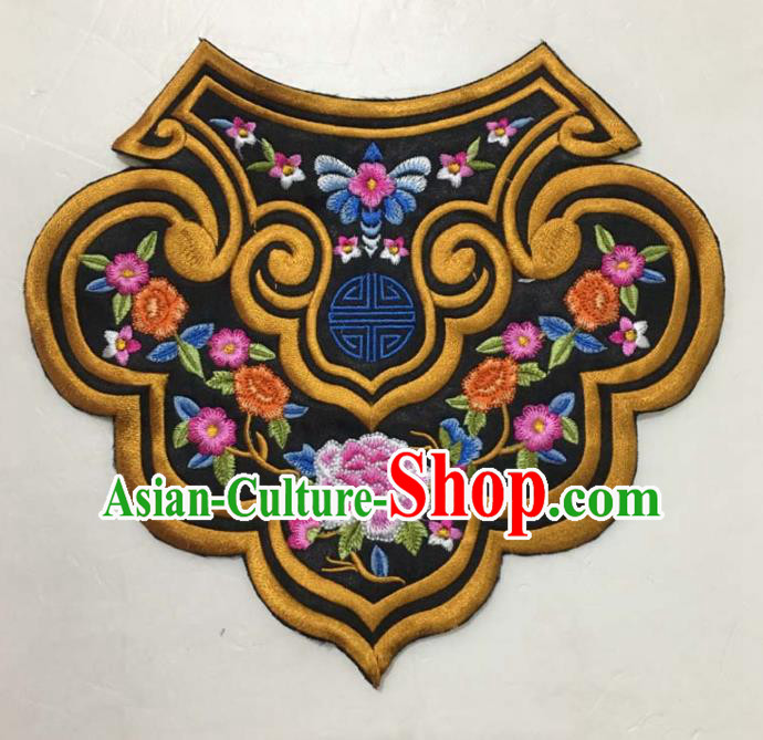 Chinese Traditional Embroidery Shoulder Accessories National Golden Embroidered Peony Patch Chinese Traditional Embroidery Shoulder Accessories National Golden Embroidered Peony Patch